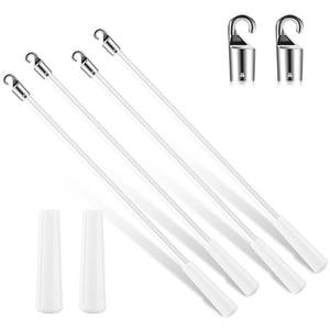 lot 10378 image: Bokon 4 Pcs Blinds Wand Replacement with Hook and Handle White Fiberglass Long Vertica Blind Wand for Windows Curtain Door Shades Opener Accessory (12 Inch)