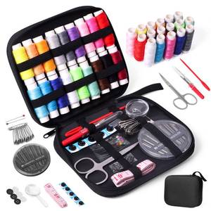 lot 10382 image: JUNING Sewing Kit with Case Portable Sewing Supplies for Mom Grandma Women Men Teen Girls Boys Home Traveler, Adults, Beginner, Emergency, Contains Thread, Scissors, Needles,Measuring Tape and More