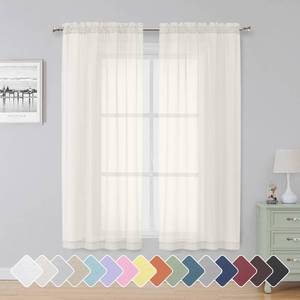 lot 10391 image: Simplebrand Ivory Sheer Curtains 63 Inch Length 2 Panels, Rod Pocket Solid Color Window Sheer Curtain Panels, Elegant Curtains & Drapes for Living Room, Bedroom 2 Panels (Ivory, 42 W x 63 L)