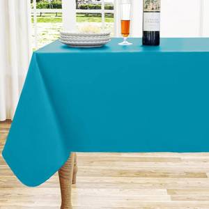 lot 10392 image: homing Rectangle Vinyl Tablecloth, Waterproof Spillproof Plastic Flannel Backed Table Cloth, Wipe Clean Table Cover for Dining, Buffet Parties and Camping (Turquoise, 54 x 78)