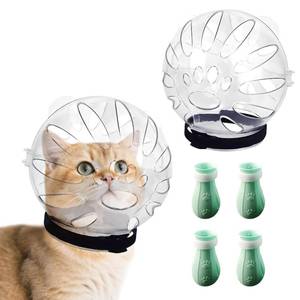 lot 10403 image: Gyinere Cat Head Cover,Cat Bubble Muzzle,Cat Helmet for Grooming,Adjustable Hood,Anti-Bite Helmet,with 4 Silicone Paw Shoes,for Pet Bathing Shaving Nail Trimming