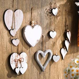 lot 11695 image: Briwooody 12 Pcs Vintage Wooden Heart Ornaments Rustic Wood Crafts Farmhouse Wooden Hearts Decoration Small Heart Shaped Decorative Hanging Ornaments for Home Indoor Wedding Party Decor
