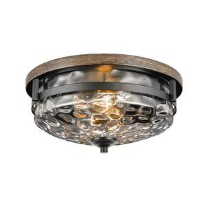 lot 11714 image: Edwarmlux Flush Mount Ceiling Lights, 2-Light Farmhouse Close to Ceiling Light, Industrial Ceiling Lighting Fixture for Kitchen Hallway Bedroom Living Room Stairways Porch (Water Ripple Glass)