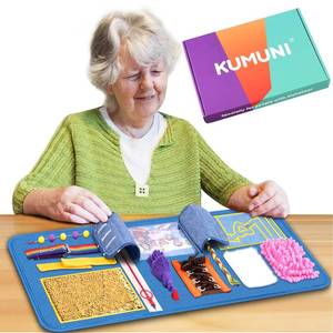 lot 11716 image: KUMUNI Fidget Blanket, Dementia Activities for Seniors, Alzheimers Products, Aids in Therapy of Person with Autism, Alzheimers and Dementia. (12 x 24 in)