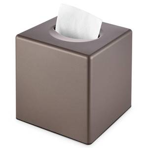 lot 11717 image: Y-in Hand Tissue Box Cover, Square Facial Cube Tissue Box Holder, Storage Accessories for Bathroom Vanity, Bedroom Countertops, Dressers, Night Stand, Parlors and Offices - Brown Bronze