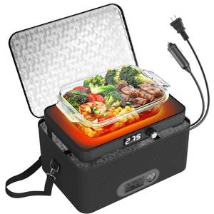 lot 11725 image: Portable Oven, 12V 24V 110V-240V Car Food Warmer Portable Personal Mini Oven Electric Heated Lunch Box for Meals Reheating & Raw Food Cooking for Road TripCampingPicnicFamily Gathering(Black)