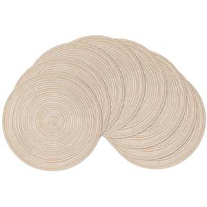 lot 11726 image: SHACOS Round Braided Placemats Set of 8 Cotton Fabric Round Table Mats Non Slip Washable 15 inch Round Place Mats (Beige, 8)