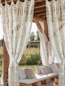 lot 11741 image: Macrame Curtain Handmade Woven Curtains, Door & Window Drapes,Divider Room Doorway Curtain,Natural Fiber, Stylish Handcrafted Door for Home D�cor 42 W x 75 L