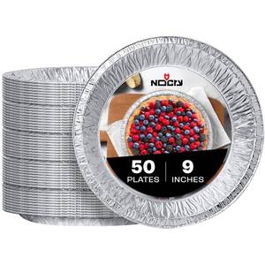 lot 11743 image: NoCry Premium Disposable Pie Pans 9 Inch (50 Pack) �� Made in USA �� Foil Aluminum Tins with Curl Lip for Baking Delicious Tarts or Crispy Pastry Crusts �� Lightweight Yet Sturdy �� Even Heat Distribution