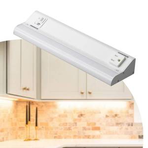 lot 11745 image: American Lighting 12-Inch LED Courant Undercabinet Light with One Receptacle, 5CCT, White Finish, 120V AC, 7.5W, 430 Lumens, CRI 90, 15 Amp, Ideal for Kitchen, Workspace, Retail Display, Under Shelve