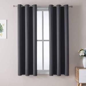 lot 11747 image: ChrisDowa Blackout Curtains 48 inches Long for Bedroom - 2 Panels Set Grommet Thermal Insulated Room Darkening Curtains for Living Room (Dark Grey, 42 x 48 Inch)