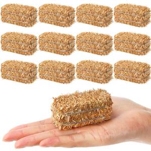 lot 12259 image: Maasechs 12 Pcs Mini Hay Bales Miniature Hay Bales for Decoration Small Decorative Straw for Easter Scene Rustic Wedding Western Cowboy Themed Birthday Party Decorations (2.6 x 1.2 x 1.2 Inch)