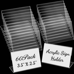 lot 12268 image: Vicenpal 3.5 x 2.5 Inches Small Acrylic Sign Holder Clear Picture Frame Acrylic Stands Back Slant Sign Holders for Party Buffet, Wedding Signs, Office, Store, Restaurant, Horizontal(60 Pcs)