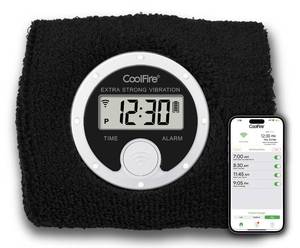 lot 12273 image: Coolfire Vibrating Alarm Clock Wristband, Silent Wake-Up Watch for Heavy Sleepers, Won��t Disturb Partner, CouplesRoommates, DeafHearing Impaired, 4 Alarms, Bluetooth App, Rechargeable BK