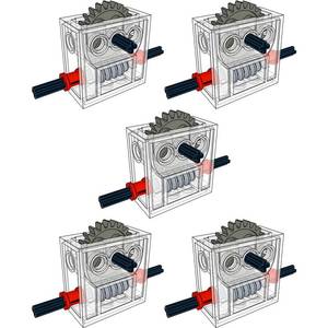 lot 12294 image: SEEMEY 5 Sets of Technical Parts Complete Gearbox Assembly Trans-Clear Wormbox Gear Motor Reducer Block Mindstorms Robotics ev3 NXT MOC Transparent Robotics Power Function Compatible with Part 6588