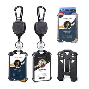 lot 12306 image: Badge Holder Retractable Clip Heavy Duty Carabiner Badge Reel Keychain with Lanyard ID Cards Holder Cool Tactical ID Holder