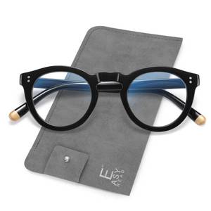 lot 12312 image: EASY READ Retro Round Blue Light Blocking Reading Glasses for Women,Anti UV Readers for Women with Spring Hinge(Black,1.50)