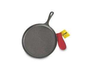 lot 12315 image: Lodge Cast Iron Griddle and Hot Handle Holder, 10.5, BlackRed