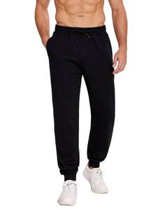 lot 12335 image: PINSPARK Mens Fleece Joggers Pants Heavyweight Sweatpants with Zipper Pockets Straight Leg Sweats Winter Jogging Pants Me Black With White Trim