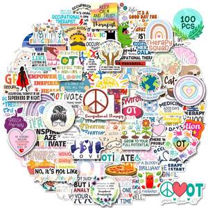 lot 12336 image: MonEnfance 100 PCS Occupational Therapy Stickers, Vinyl Occupational Therapy Stickers for Therapists Women Adults Teens, OT Decals Bulk for Water Bottle Laptop Notebook Phone