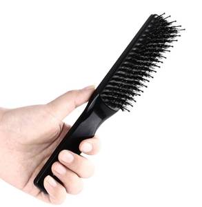 lot 12339 image: PERFEHAIR Boar & Nylon Bristle Paddle Hairbrush for Women & Men, Black - For Wet, Dry Thin, Thick, Curly Hair Smoothing, Styling, Detangling (Used Slightly)