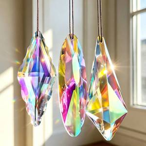 lot 12348 image: 3 Pack 5 Large Crystal Prisms Suncatchers for Windows,120mm AB Colors Hanging Sun Catchers with Glass Prisms, Rainbow Prisms Maker Suncatcher Pendant for Home Garden Decor