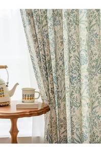 lot 13855 image: ILUOGUDU Floral Farmhouse Curtains Semi-Blackout Living Room Drapes 96 Inch Length Cotton Linen Blend Bohemian Window Curtain Panels White Bedroom Drapes, 1 Panel (Pinch Pleated, 55 W x 96 L)