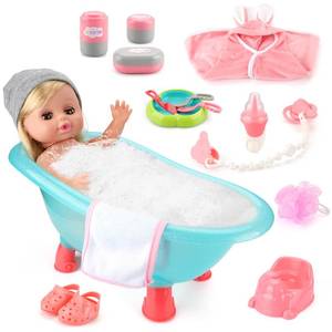 lot 13866 image: SUKIPIN Baby Doll Bath Set, Baby Dolls for 5 Year Old Girls for Easter Basket Stuffers, Doll Bathtub Toys for 3 4 5 Years Old Girl Birthday Gifts (Bathtub Set)