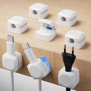 lot 14006 image: Rotatable Cord Organizer, Enhanced Spring Cable Clips, Strong Adhesive Cable Management, Desk Cord Holder for Nightstand, Office Accessories and Car (6White)