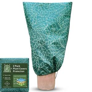 lot 14426 image: UB-STORE Plant Covers Freeze Protection 32x47 in 2 Pack  Green Winter Frost Blankets for Outdoor Plants  Reusable Garden Cover Bags with Zipper Drawstring  Cold Weather Shrub Protection Cloth