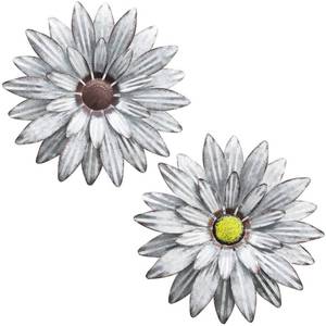 lot 14428 image: WKHOMEDECO Galvanized Farmhouse Metal Flowers Wall Decor Inspirational,Wall Decor Hanging for Indoor Outdoor Home Bedroom Living Room Office Porch Patio Garden Fence 13Inch,Handmade Gift, Set of 2