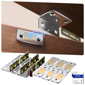 lot 14444 image: PHIXBEAR Invisible Magnetic Cabinet Door Catch with Pro Adhesive, 6 Sets L-Shaped Ultra Thin Drawer Door Cabinet Magnets, Easy Install for Kitchen & Closet