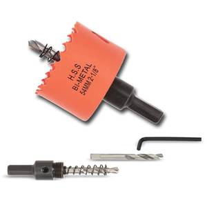 lot 14473 image: VIKITON 2-18 inch Hole Saw with Arbor for Metal Wood Plastic, 2-18 in Bimetal Hole Cutter for Different Project with Smooth and Flat Drilling Edge, Fast Chip Removal
