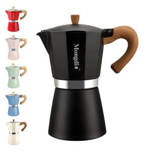 lot 14479 image: Mongdio Stovetop Espresso Maker Moka Pot, Cuban Coffee Maker Stove top coffee maker Moka Italian Espresso Greca Coffee Maker Brewer Percolator, 6 Espresso Cups, 10 oz - Black
