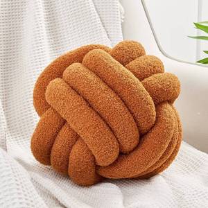 lot 15646 image: Uvvyui Knot Pillow Ball, Soft Home Decorative Pillows, Round Throw Pillow, Handmade Knotted Plush Pillow, Round Boucle Pillow Cushion (11 Inches Caramel)
