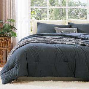 lot 15647 image: WRENSONGE Queen Comforter Set - 3 Pieces Prewashed Blue Grey Comforter Soft Lightweight for All Seasons,Down Alternative Comforters Queen Size with 2 Pillow Shams