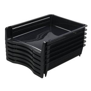 lot 15664 image: Ponpong 6-Tier Stackable Office Paper Tray, Plastic Stackable Letter Tray, Black