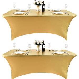 lot 15666 image: ZarzaaSik 2-Pack 8ft Spandex Table Covers for Rectangle Folding Tables - Washable Elastic Tablecloth - Ultimate Fitted Table Protector for Birthday Parties, Trade Shows, Banquet