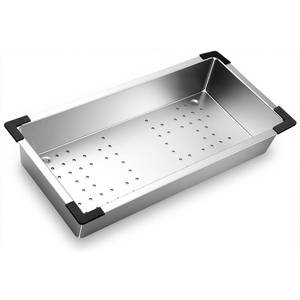 lot 15684 image: LemonRoad 8.27 x 16.93 Inch Stainless Steel Colander for Kitchen, Thickened over the Sink Colander Sink Strainer Basket, Kitchen Supply for Washing Drain Vegetable Fruits Dishes