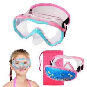 lot 16132 image: RUIGAO Kids Goggles Swimming, Diving Mask Neoprene Padded  Dont Pull Strap��Pink Goggles with Nose Cover for Girls