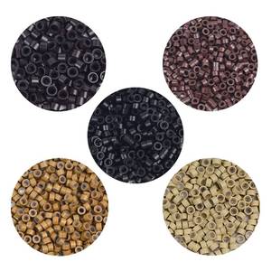 lot 16139 image: 500 Pcs Silicone Lined Micro Rings Beads 5mm Hair Extentions Beads for I Tip Hair Extensions (Black)