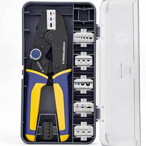 lot 16140 image: haisstronica 7PCS Quick Change Crimping Tool Set, Ratcheting Wire Crimper with 7 Sets of Dies for Heat Shrink, Open Barrel, Insulated Nylon, Ferrule, Non-Insulated, Dupont & Solar Connectors
