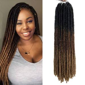 lot 16162 image: 18 Inch Goddess Faux Locs Straight Gypsy Locs Crochet Hair 3 Tone Ombre Crochet Braids Dreadlocks Pre-Looped Synthetic Hair Extensions 18 StrandsPack 1(Pack of 6, T1B3027)