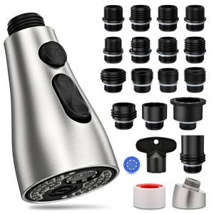 lot 16186 image: Kitchen Faucet Head Replacement 3 Modes with 17 Adapters, Pull Down Spray Head for Kitchen Faucet, Kitchen Sink Faucet Head G 12, Sprayer Head Replacement, Compatible with Moen��Delta, Kohler Faucets