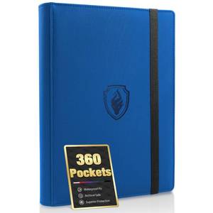 lot 18164 image: Premium 9 Pocket Card Binder for 360 Cards, Fabmaker PU Cover Trading Card Binder, Sturdy Card Collection Album, Sleek Card Holder Folders for Game Cards & Sports Cards, Royal Blue