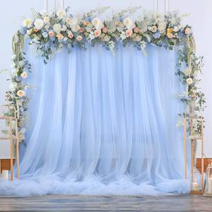 lot 18168 image: Baby Blue Sheer Backdrop Curtains for Baby Shower Boys Birthday Party Wedding 2 Panels 5 ft X 10 ft Baby Blue Tulle Backdrop Curtains for Party Photoshoot Background Decorations