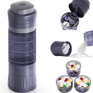 lot 18173 image: READAEER Pill Organizer, Pill Cutter, Pill Grinder, 3 in 1 Function Portable Pill Case for Travel (Blue)