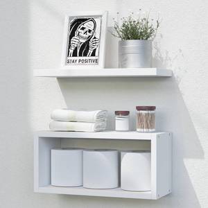 lot 18177 image: RICHER HOUSE Floating Shelves Bathroom, White Floating Shelves for Wall, Above Toilet Bathroom Shelves, Wall Mounted Hanging Shelves for Bedroom, Kitchen, Living Room Decor - White