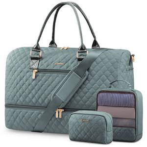 lot 18179 image: LOVEVOOK Travel Duffle Bag for Women, Weekender Overnight Bag with Shoe Compartment, Carry on Gym Duffel Bag with Wet Pocket, Hospital Bags for Labor and Delivery 3 Pcs Set