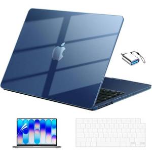 lot 18205 image: EooCoo for MacBook Neo Case 13 inch 2026 Model A3404 with A18 Pro Chip, Scratch Resistant Protective Hard Shell Case & Keyboard Cover & Screen Film & Type C, Crystal Indigo